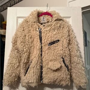 UNIF x Urban Outfitters Sherpa Teddy Moto Jacket Cream Size S